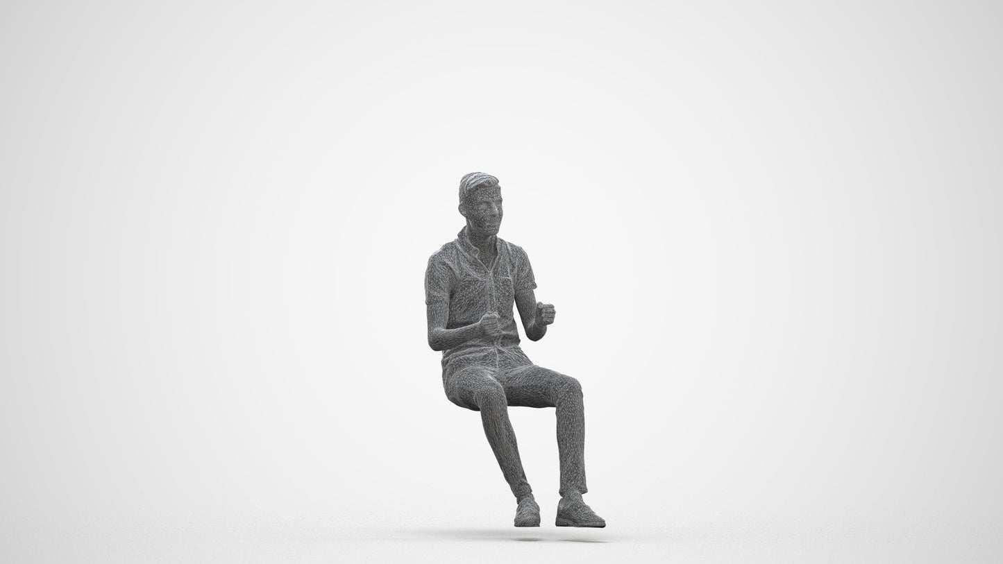 realistic 3D people man casual driving, render-ready for V-Ray and Corona, FBX OBJ, three-quarter front view render