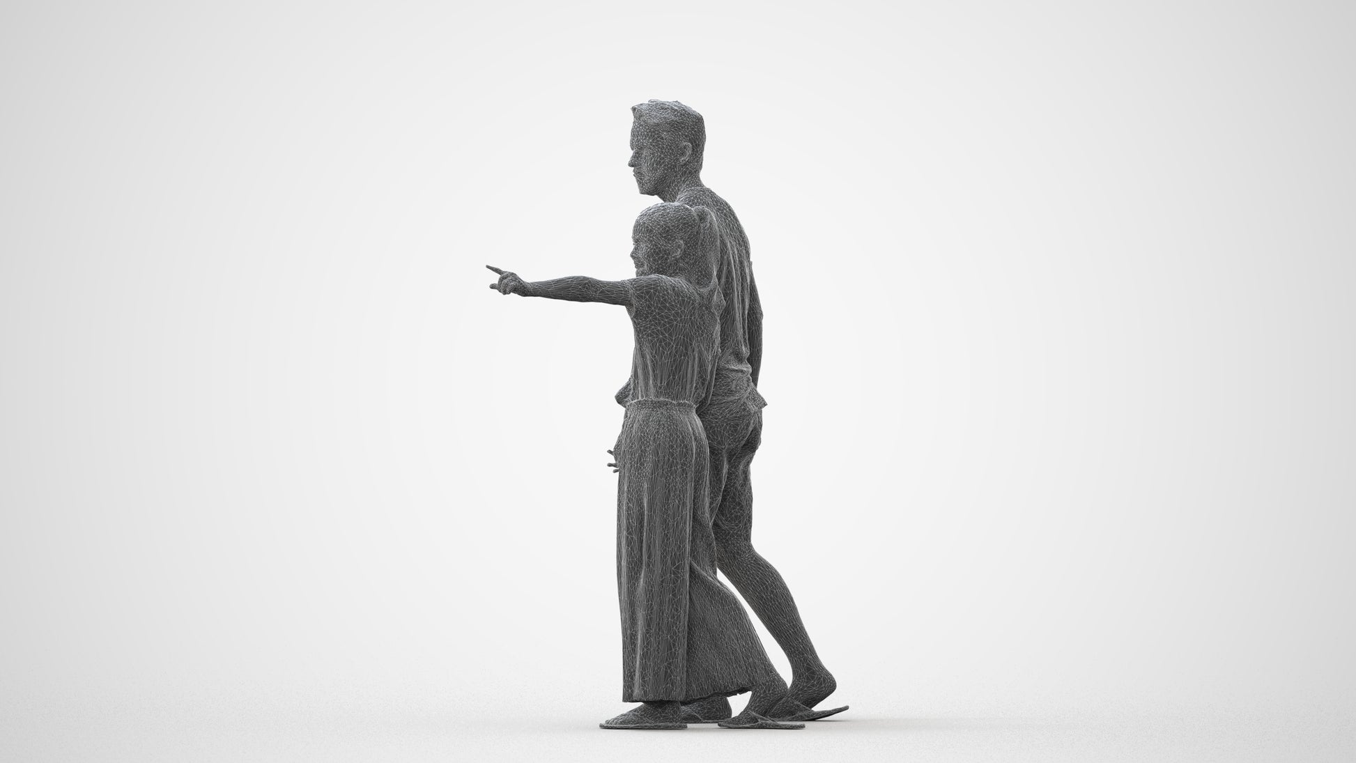 realistic 3D girl casual kids, scanned archviz people for Blender and 3ds Max, square thumbnail