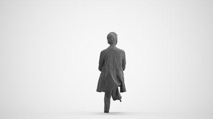 realistic 3D woman business sitting, scanned archviz people for Blender and 3ds Max, wireframe front view