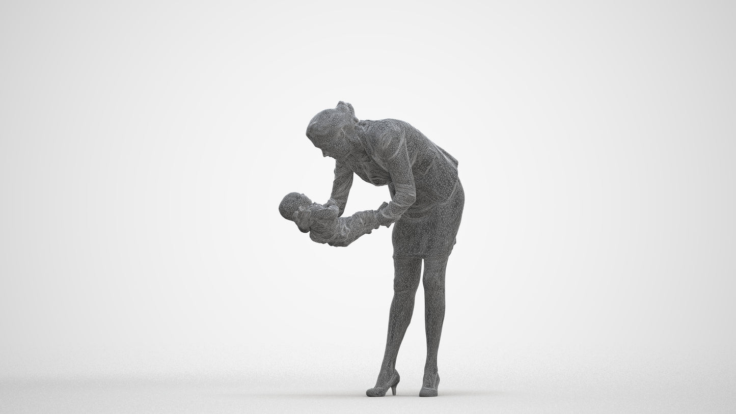 3D people model girl business kids, scanned human for 3ds Max rendering, three-quarter front view render