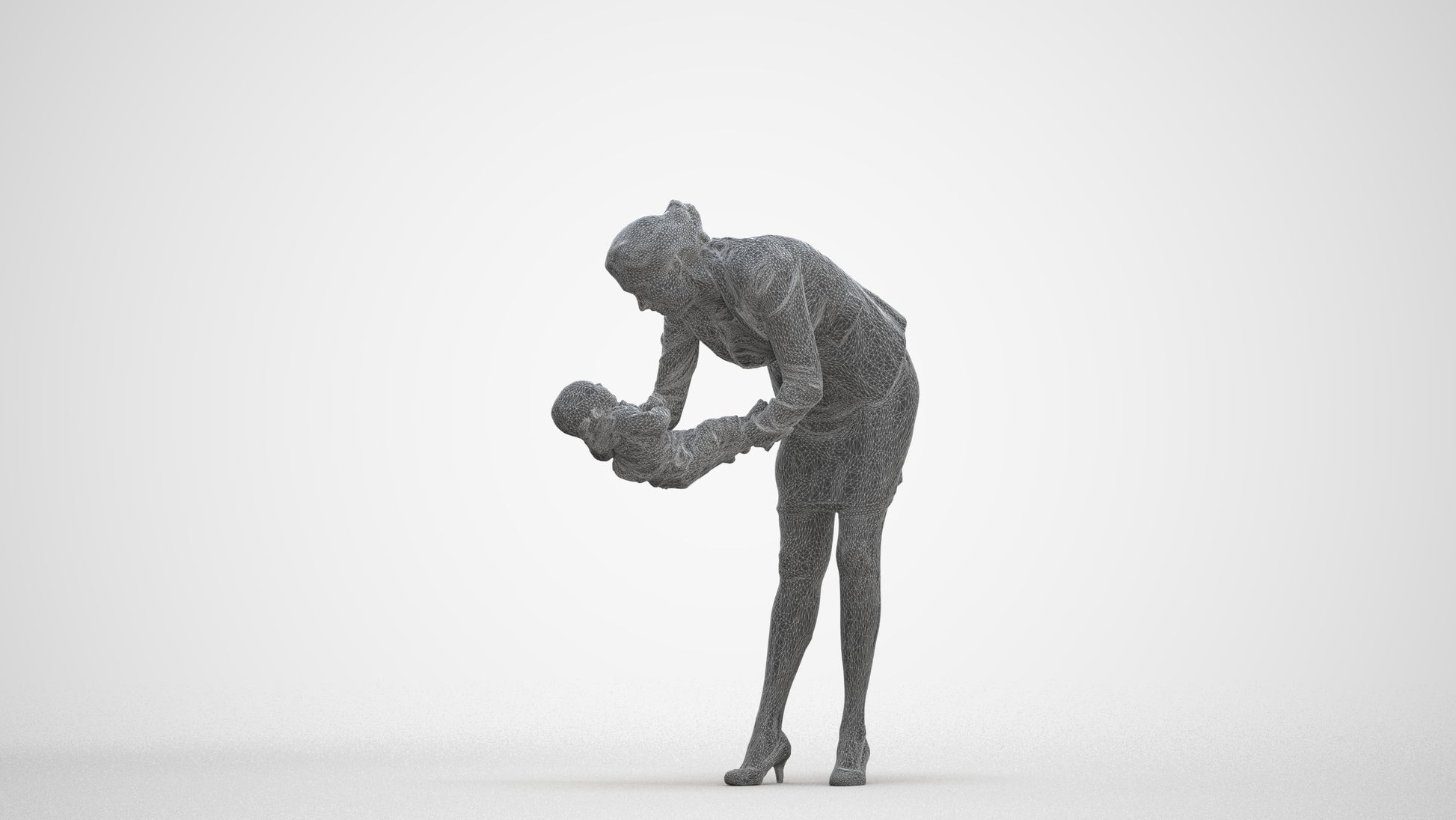 3D people model girl business kids, scanned human for 3ds Max rendering, three-quarter front view render