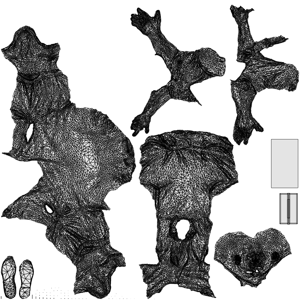 3D scanned man sitting business, photorealistic archviz people for Enscape and SketchUp, wireframe top-down view