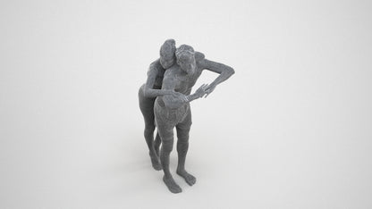 3D scanned man pool, photorealistic archviz people for Enscape and SketchUp, wireframe three-quarter view