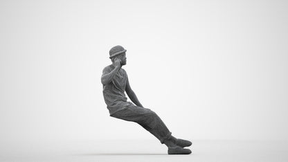 photogrammetry 3D man casual sitting, realistic human model archviz FBX, wireframe side view
