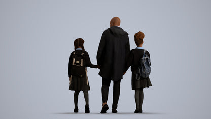 photogrammetry 3D girl kids, realistic human model archviz FBX, front view render