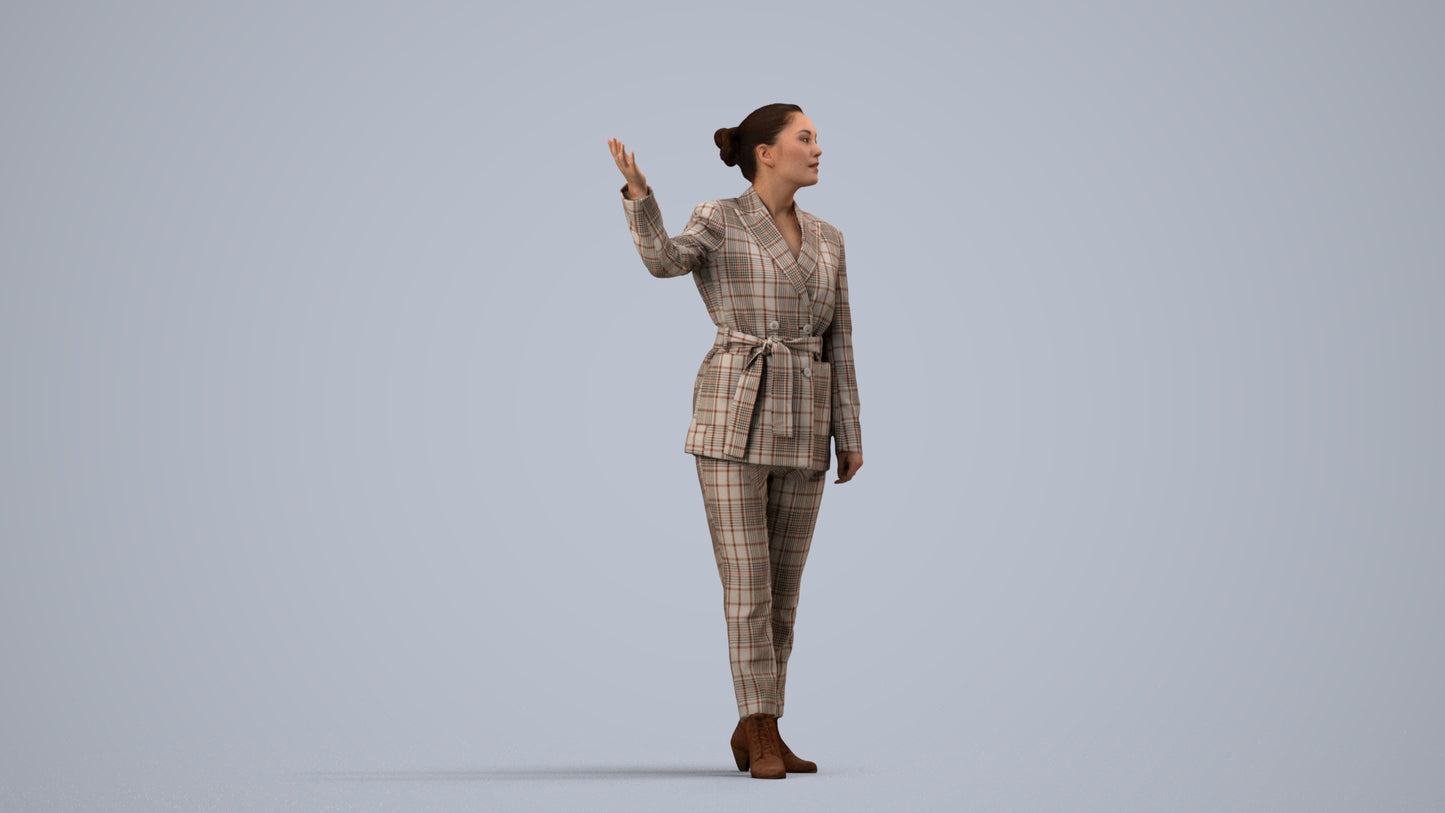 realistic 3D woman business, scanned archviz people for Blender and 3ds Max, side view render