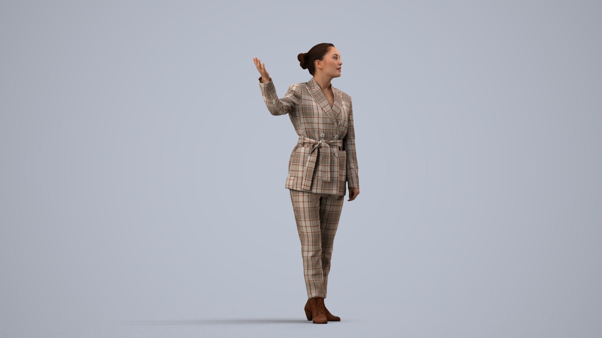 realistic 3D woman business, scanned archviz people for Blender and 3ds Max, side view render