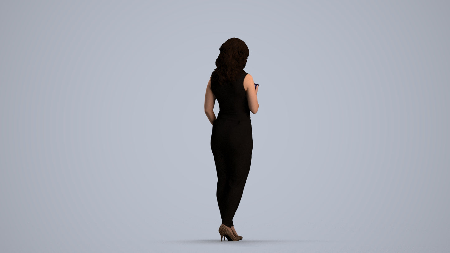 scanned 3D woman casual walking, photogrammetry people for Enscape and V-Ray, front view render