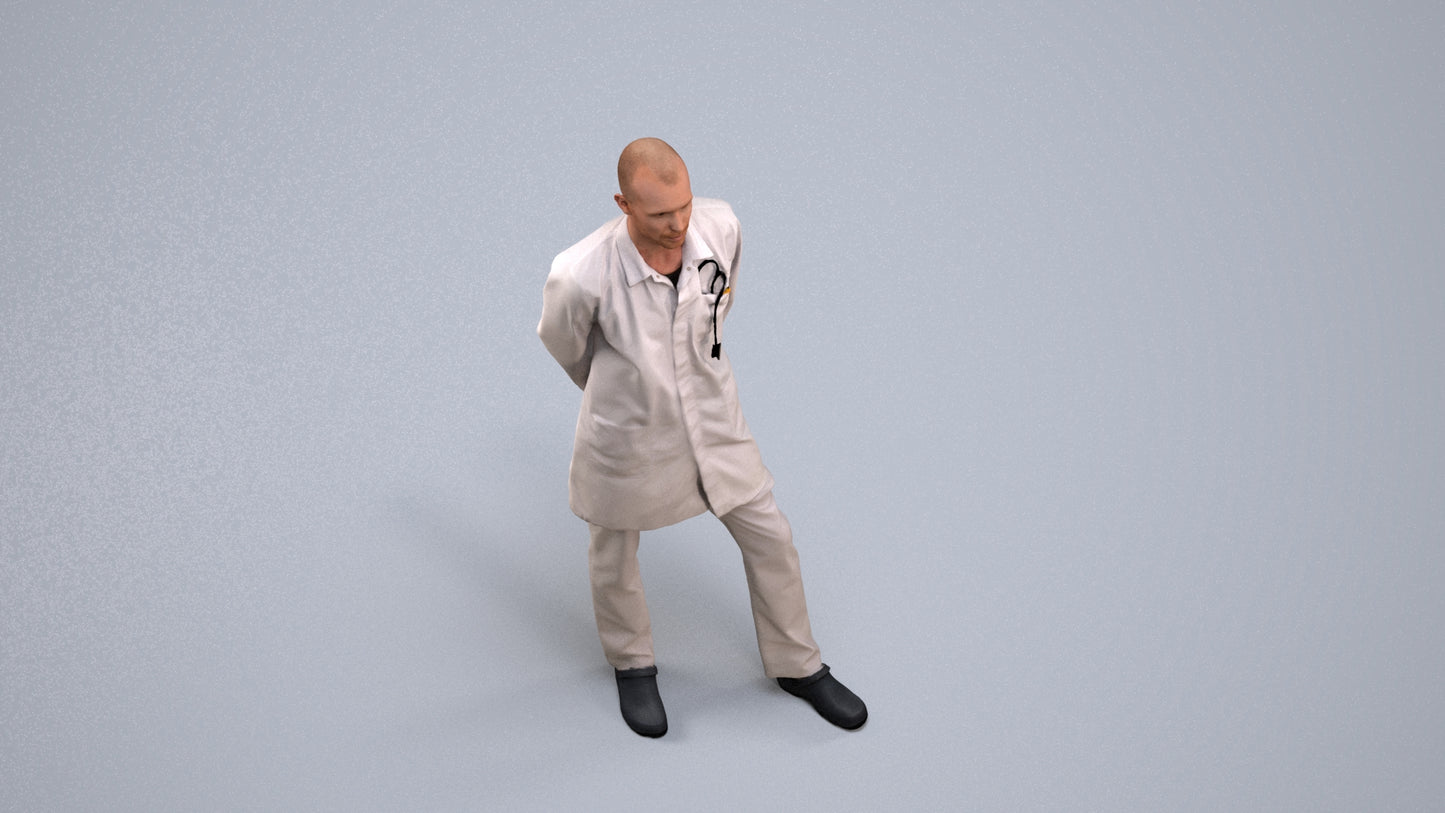 photogrammetry 3D man medical, realistic human model archviz FBX, back view render