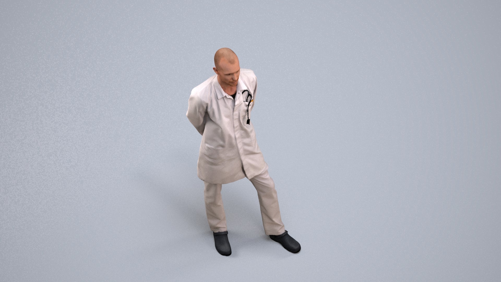 photogrammetry 3D man medical, realistic human model archviz FBX, back view render