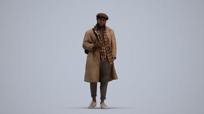 3D human model man casual walking, photogrammetry scanned person for archviz, standing pose render
