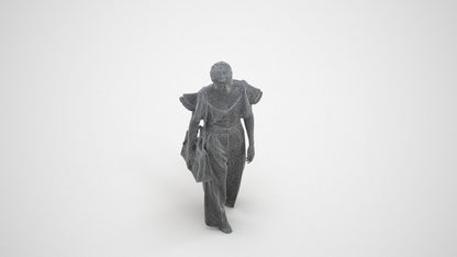 3D scanned woman walking business, photorealistic archviz people for Enscape and SketchUp, wireframe three-quarter view