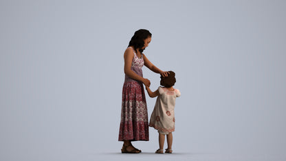 realistic 3D people girl casual kids, render-ready for V-Ray and Corona, FBX OBJ, front view render