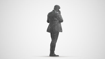 3D human model man casual standing, photogrammetry scanned person for archviz, wireframe front view