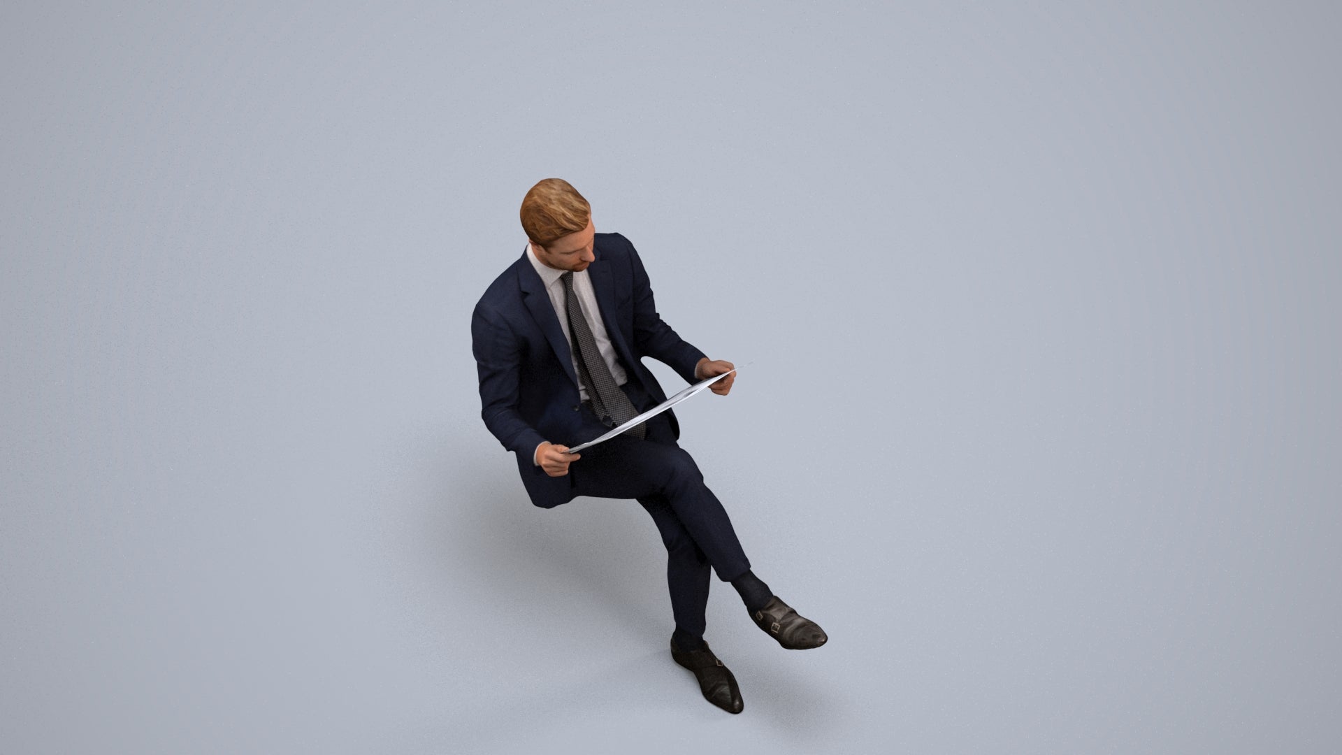 realistic 3D man business, scanned archviz people for Blender and 3ds Max, back view render