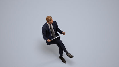realistic 3D man business, scanned archviz people for Blender and 3ds Max, back view render