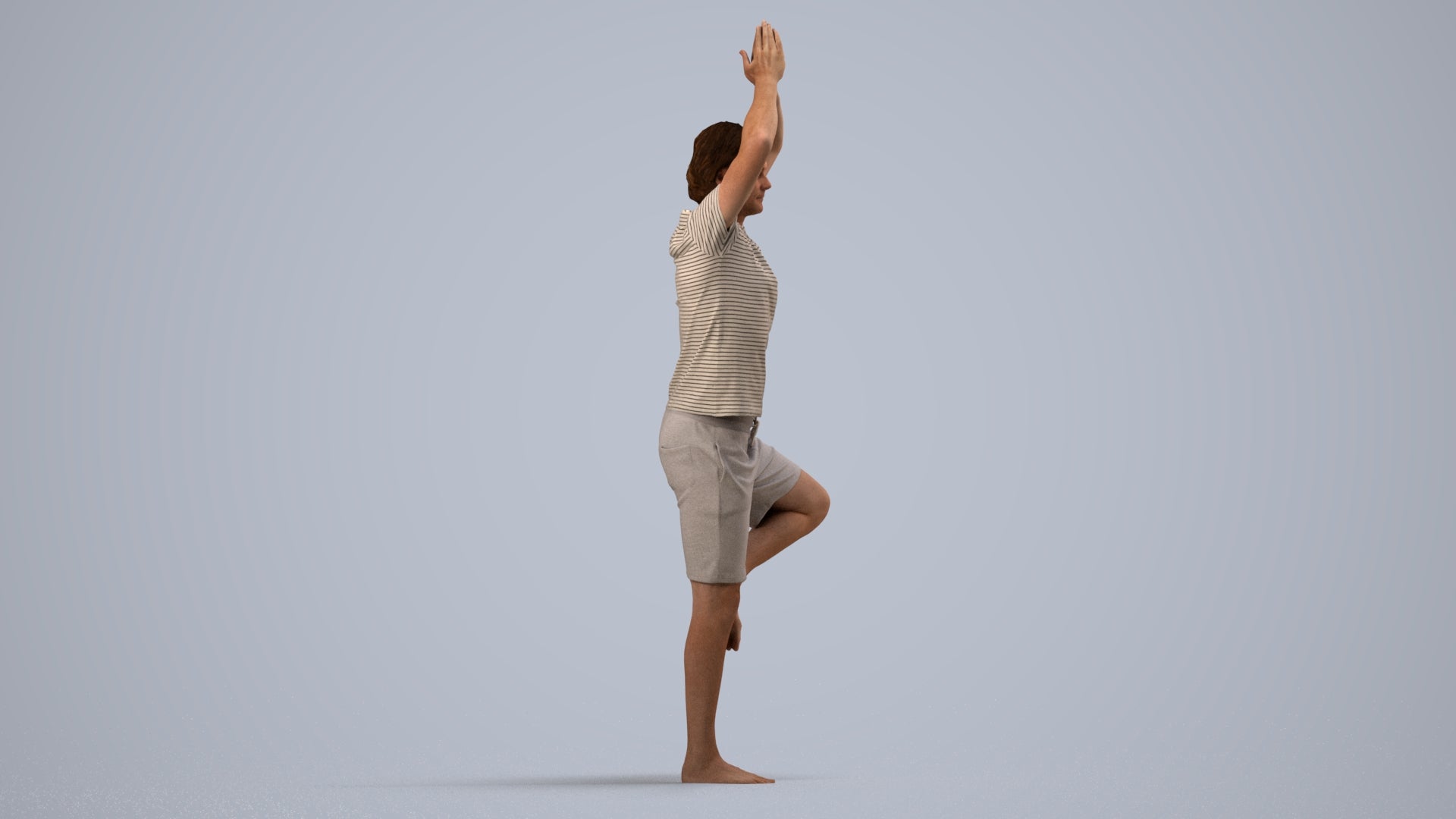 realistic 3D man casual sport, scanned archviz people for Blender and 3ds Max, side view render