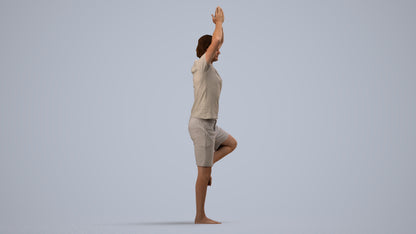 realistic 3D man casual sport, scanned archviz people for Blender and 3ds Max, side view render
