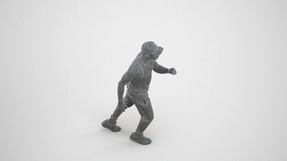 photogrammetry 3D man casual walking, realistic human model archviz FBX, wireframe three-quarter view