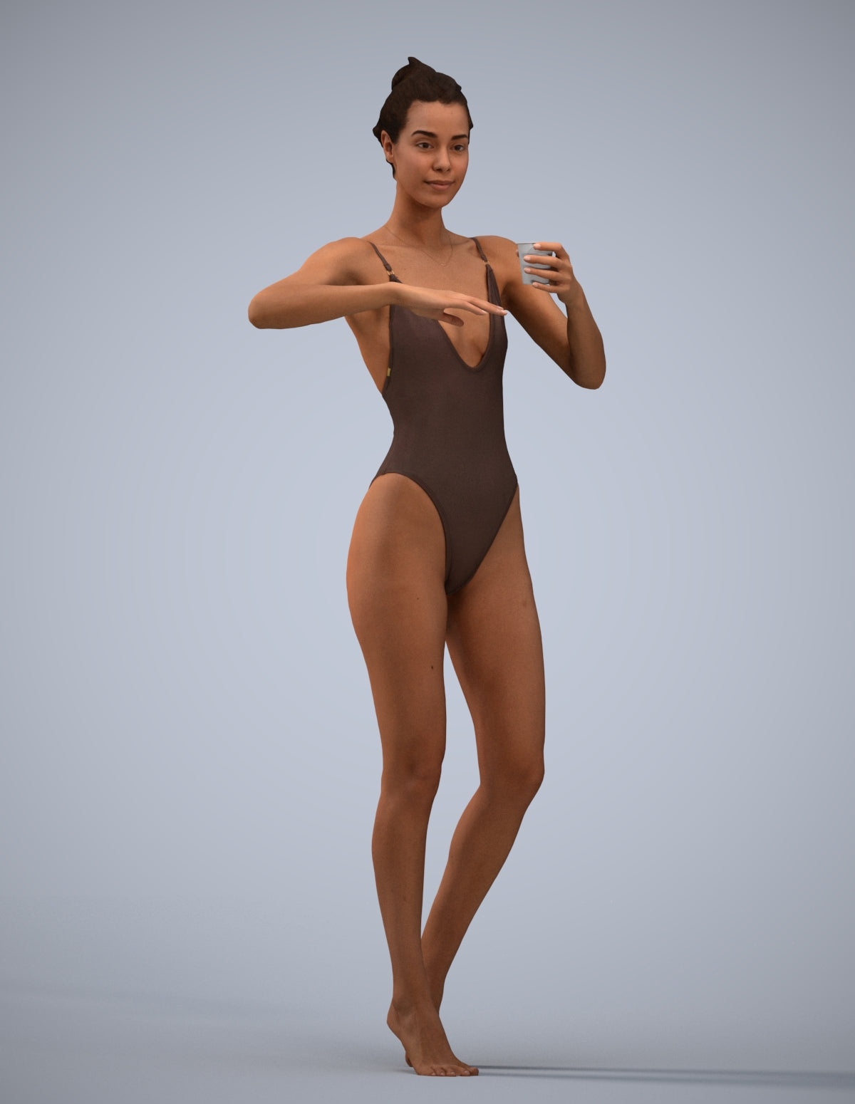 3D people model woman pool, scanned human for 3ds Max rendering