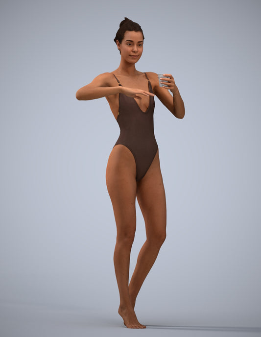 3D people model woman pool, scanned human for 3ds Max rendering