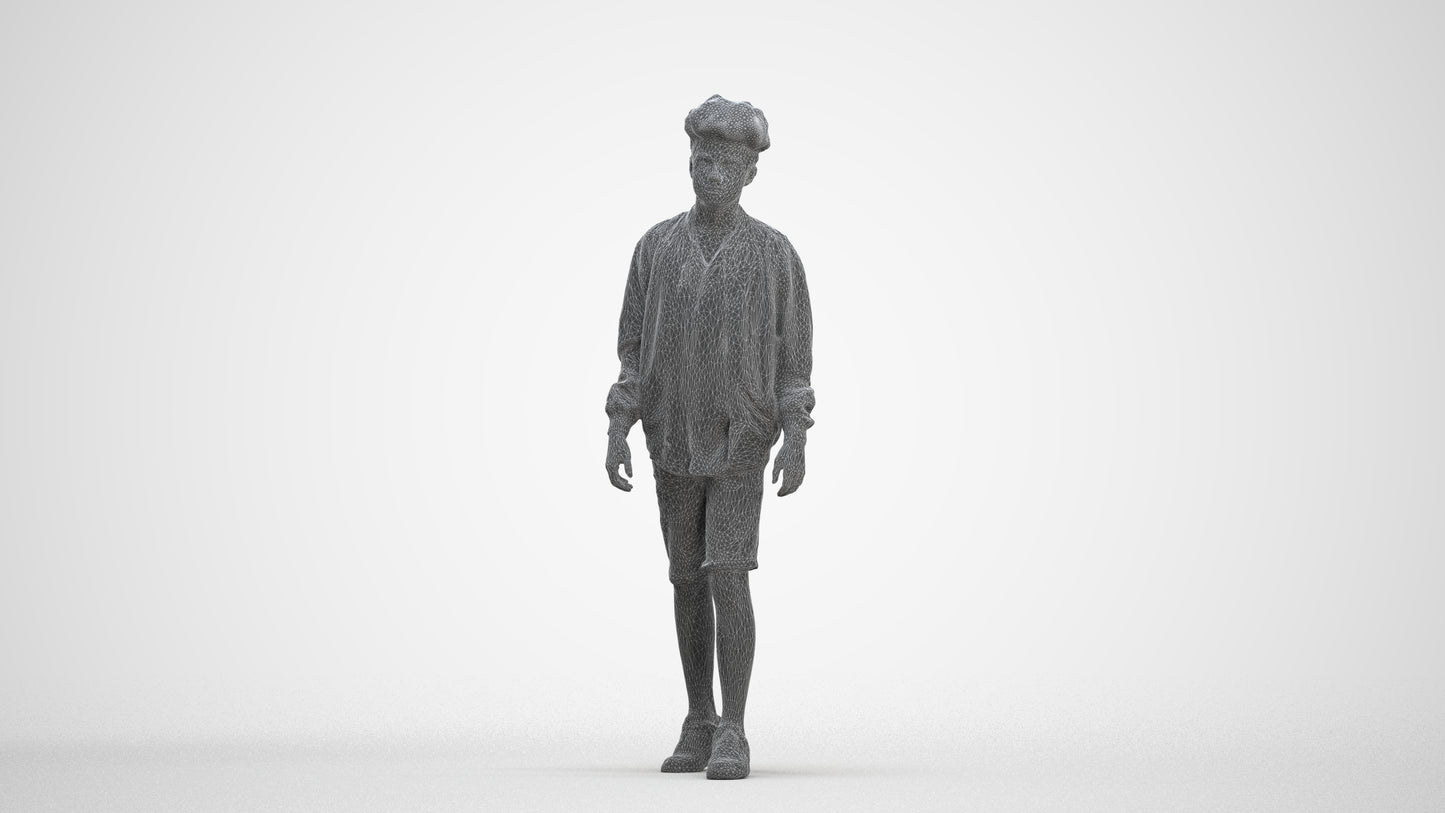 realistic 3D human boy casual kids, archviz people FBX OBJ for Blender, three-quarter front view render