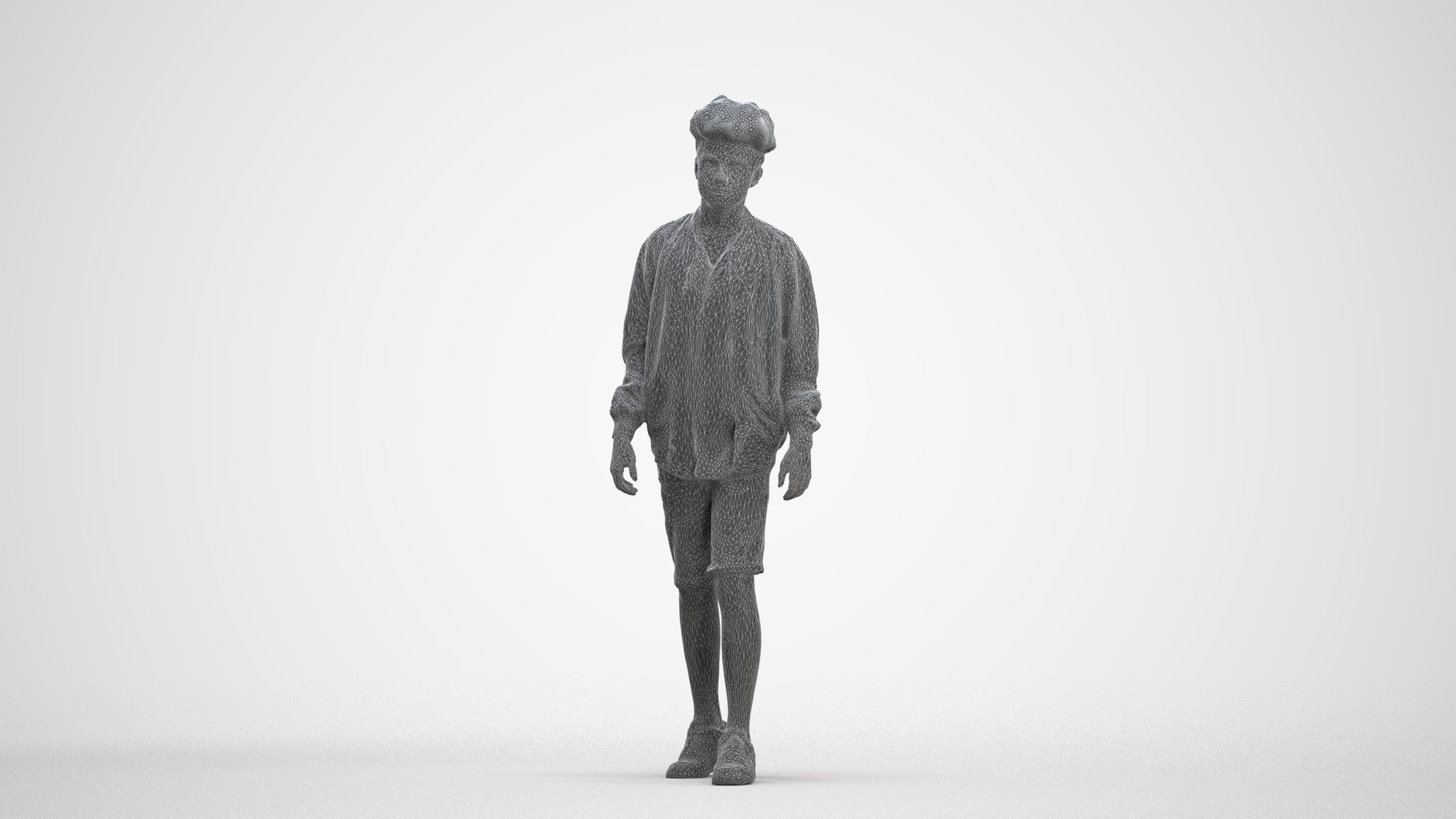 realistic 3D human boy casual kids, archviz people FBX OBJ for Blender, three-quarter front view render