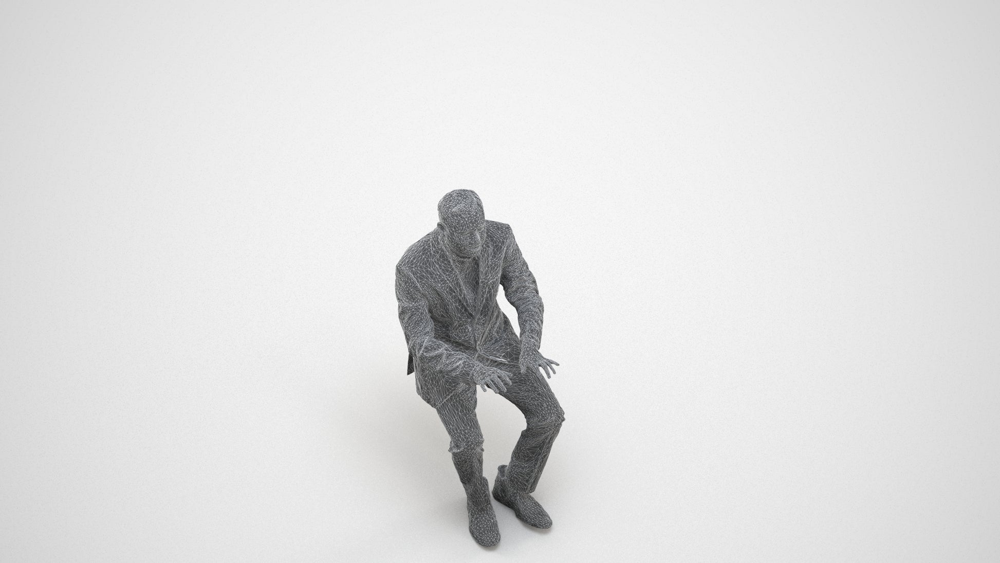 realistic 3D people man business, render-ready for V-Ray and Corona, FBX OBJ, wireframe three-quarter view