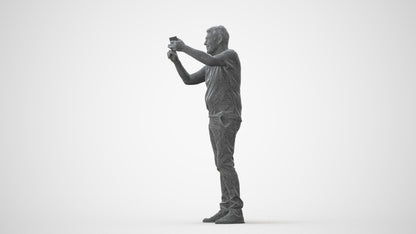 3D human model senior man casual standing, photogrammetry scanned person for archviz, square thumbnail