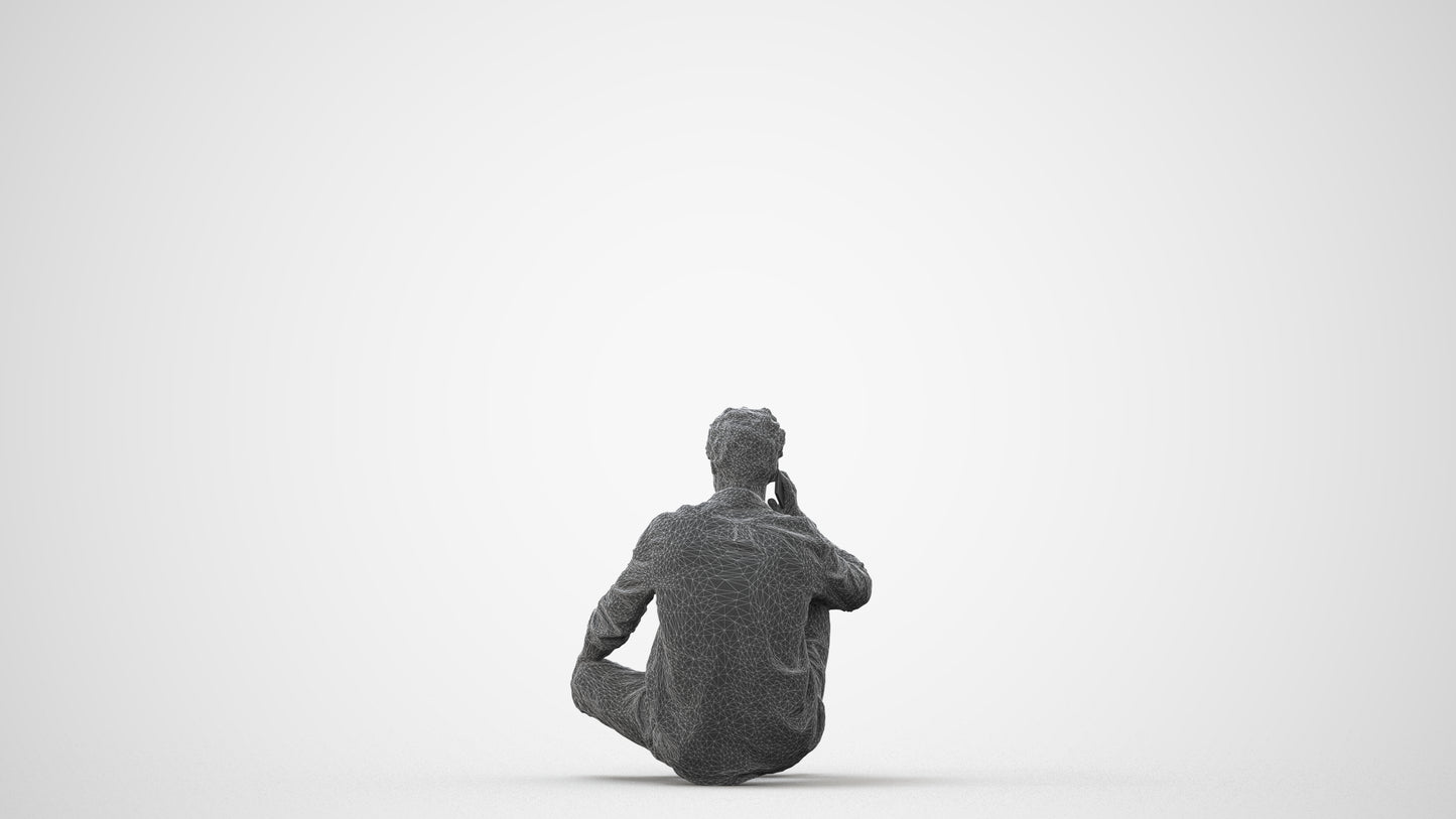 realistic 3D people man casual sitting, render-ready for V-Ray and Corona, FBX OBJ, square thumbnail