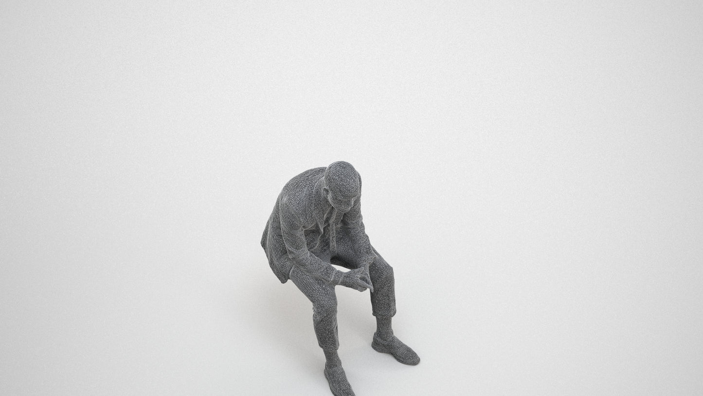 realistic 3D people man business, render-ready for V-Ray and Corona, FBX OBJ, wireframe three-quarter view