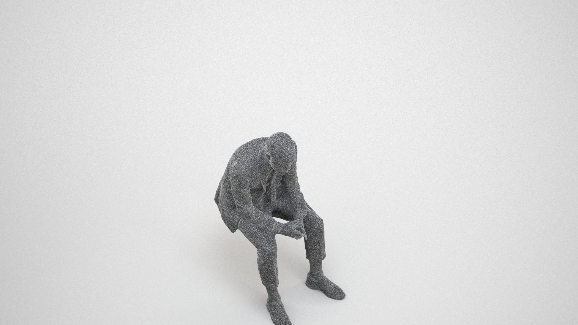 realistic 3D people man business, render-ready for V-Ray and Corona, FBX OBJ, wireframe three-quarter view