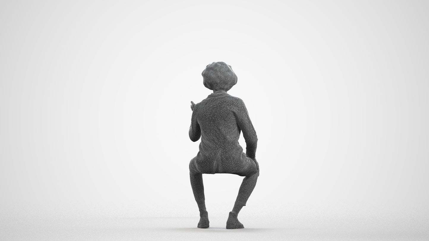 realistic 3D people man business sitting, render-ready for V-Ray and Corona, FBX OBJ, wireframe front view