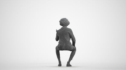 realistic 3D people man business sitting, render-ready for V-Ray and Corona, FBX OBJ, wireframe front view