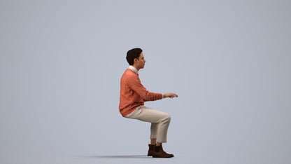 realistic 3D human man casual business, archviz people FBX OBJ for Blender, side view render