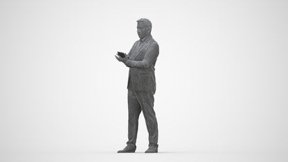 3D scanned man business, photorealistic archviz people for Enscape and SketchUp, wireframe back view