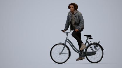 realistic 3D human man casual cycling, archviz people FBX OBJ for Blender, top-down view render