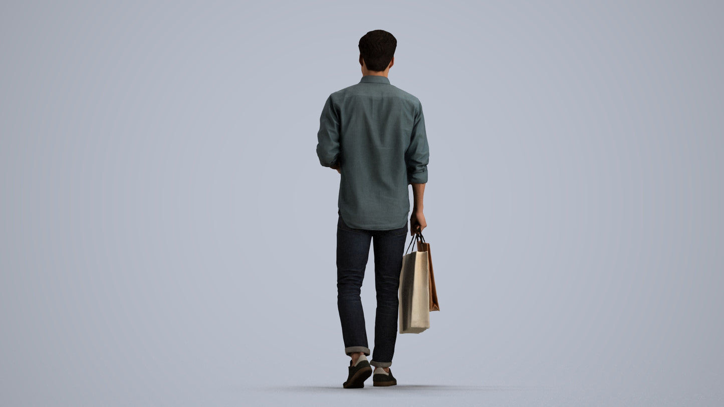 photogrammetry 3D man casual standing, realistic human model archviz FBX, front view render
