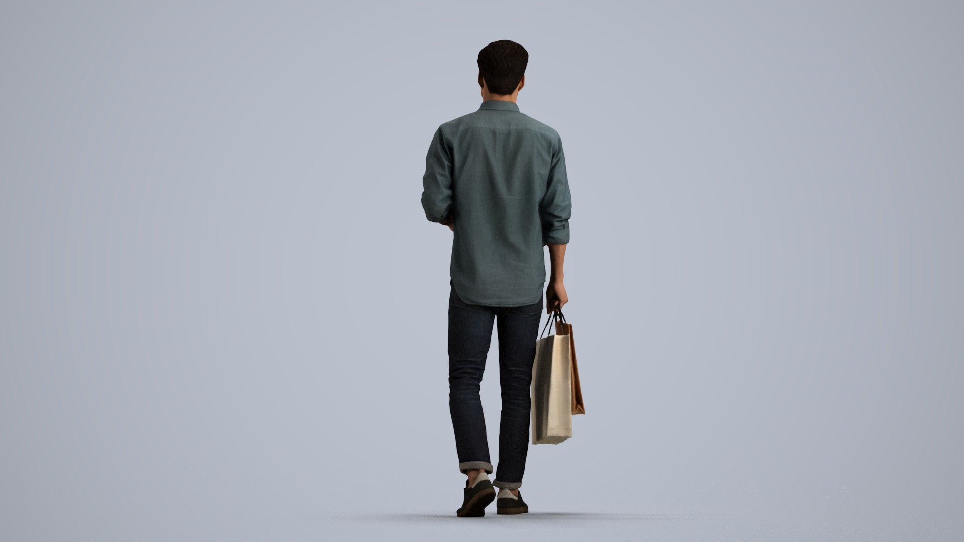 photogrammetry 3D man casual standing, realistic human model archviz FBX, front view render