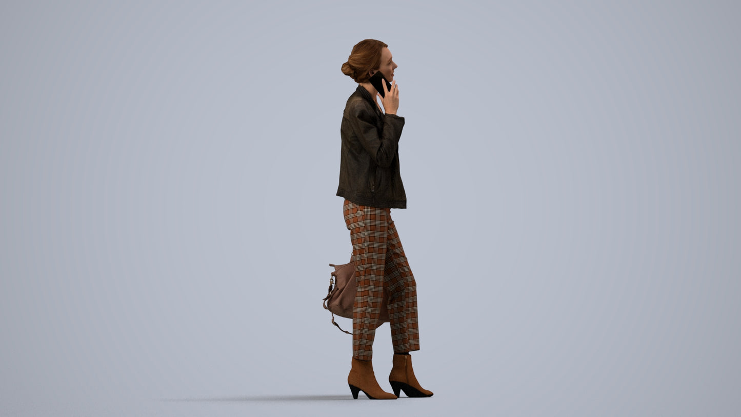 realistic 3D people woman business standing, render-ready for V-Ray and Corona, FBX OBJ, side view render
