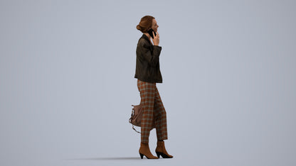 realistic 3D people woman business standing, render-ready for V-Ray and Corona, FBX OBJ, side view render