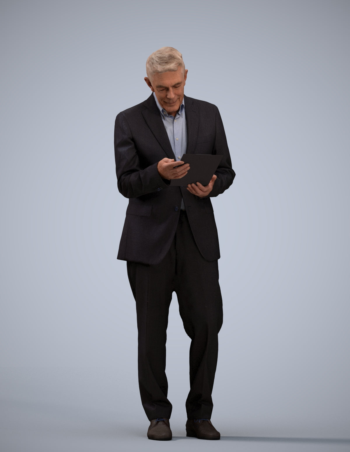3D scanned senior man business, photorealistic archviz people for Enscape and SketchUp