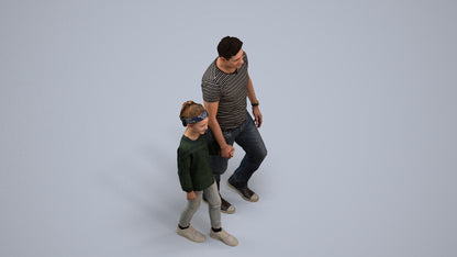 photogrammetry 3D girl casual walking, realistic human model archviz FBX, back view render