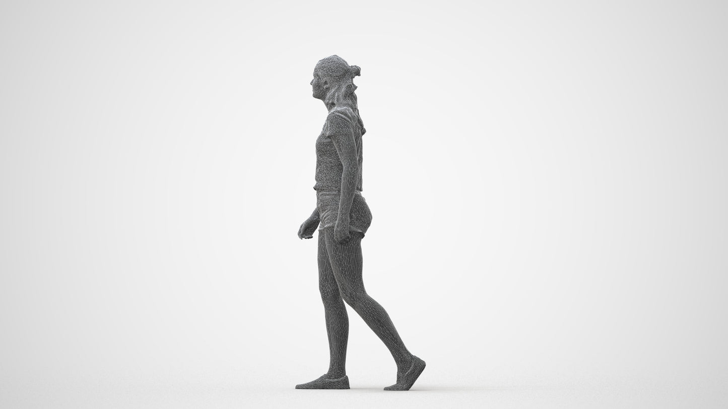 photogrammetry 3D girl casual standing, realistic human model archviz FBX, square thumbnail