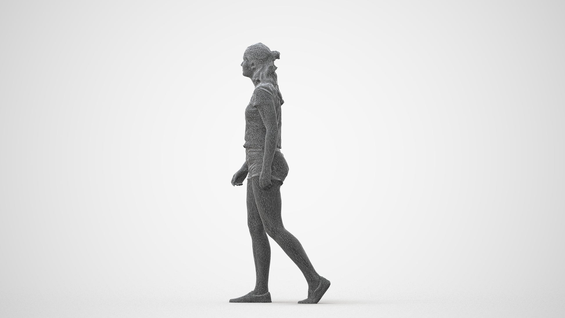 photogrammetry 3D girl casual standing, realistic human model archviz FBX, square thumbnail