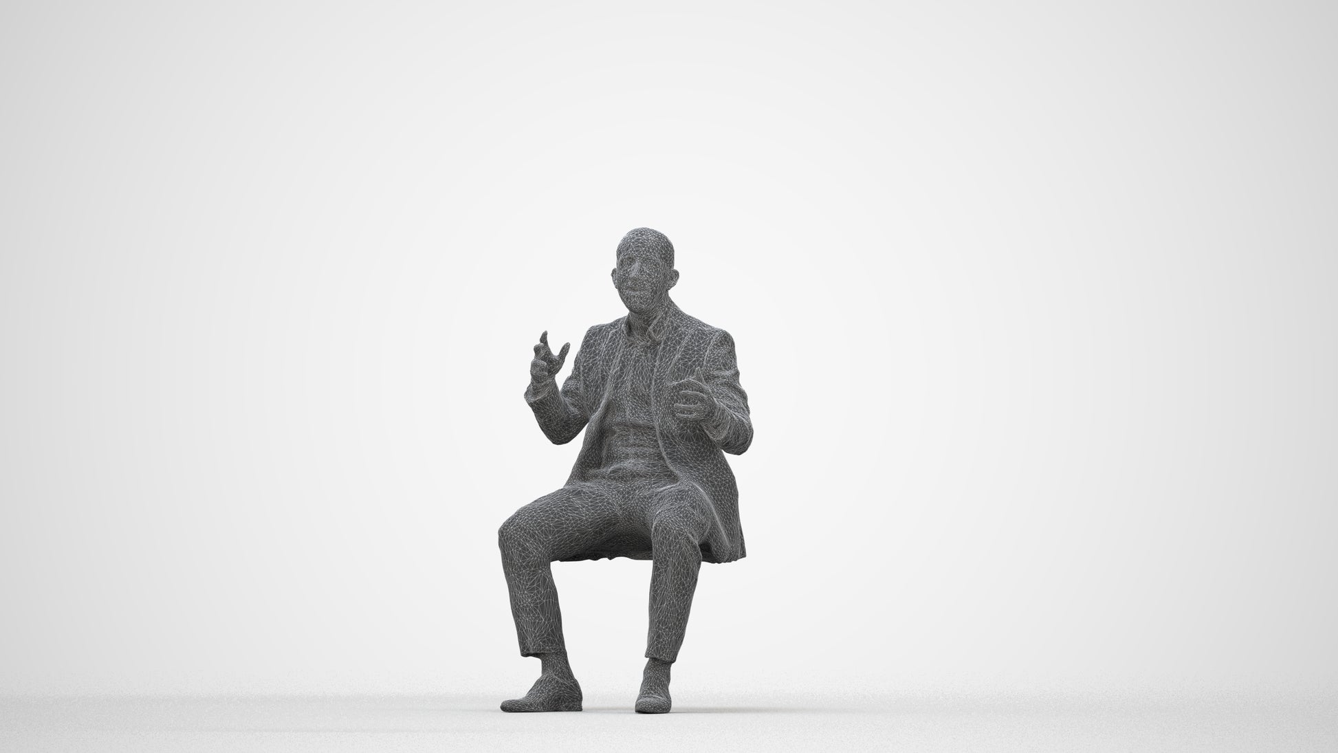 3D scanned man business, photorealistic archviz people for Enscape and SketchUp, wireframe back view