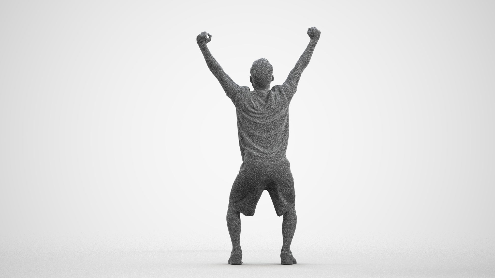 realistic 3D people man sport, render-ready for V-Ray and Corona, FBX OBJ, wireframe front view