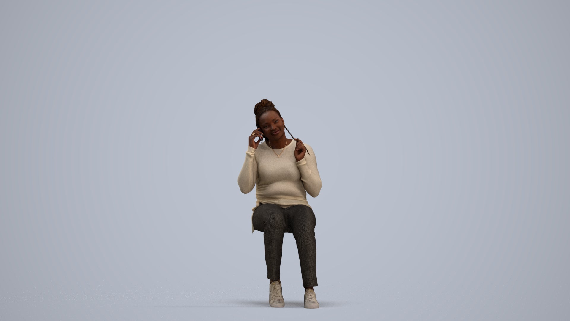 realistic 3D people woman casual sitting, render-ready for V-Ray and Corona, FBX OBJ, standing pose render