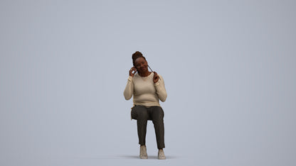 realistic 3D people woman casual sitting, render-ready for V-Ray and Corona, FBX OBJ, standing pose render