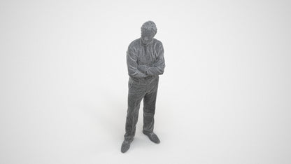 realistic 3D people man business, render-ready for V-Ray and Corona, FBX OBJ, wireframe three-quarter view